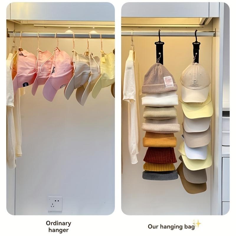 16 Baseball Caps Stainless Steel Hat Rack with 8 Clips – Non-Motorized Home and Closet Organizer