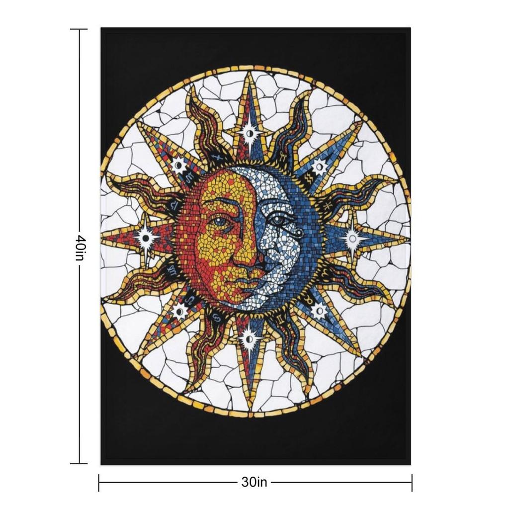 Celestial Mosaic Sun and Moon COASTER Throw Blanket Decorative Beds Warm Custom Shaggy Blankets