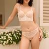 French Style Underwear Women's Ultra-thin Embroidered Lace Sexy Pure Desire Gathered To Prevent External Expansion of The Chest To Show Small Bra Set