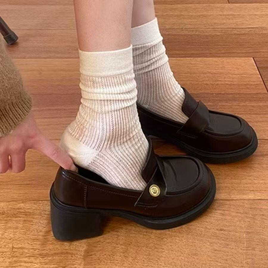 British Style Loafers Muffin Retro French Platform Women's Shoes 2025 Spring and Autumn New Small Leather Shoes Single Shoes Women