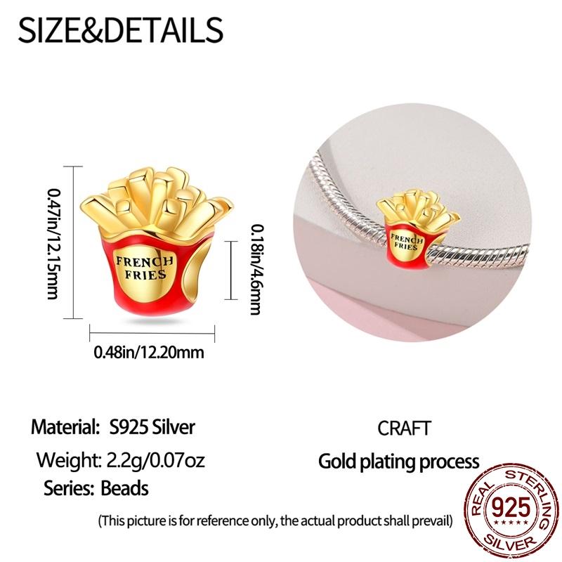 100% Real Copper French Fries Donuts Pendant Fit Original Pan Bracelet For Women Birthday Fine Jewelry Gift