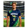 Men's Australian Football Jersey No.10 - Kangaroo Print T-Shirt, Breathable Plus-Size Casual Round Neck Short-Sleeve Top