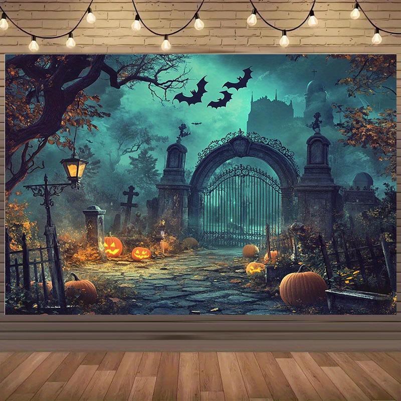 Halloween Forest Pumpkin Arch Background Cloth: Creating a Mysterious and Horror Atmosphere Party Banner 180X110
