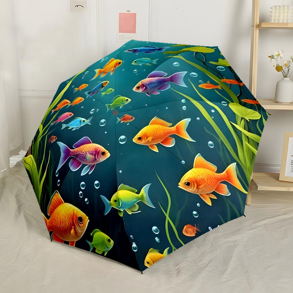 Yin-Yang Fisch Harmonie Outdoor Automatischer Regenschirm Faltbarer Schirm mit 8 Speichen Stabile Konstruktion Perfekt für Outdoor-Abenteuer