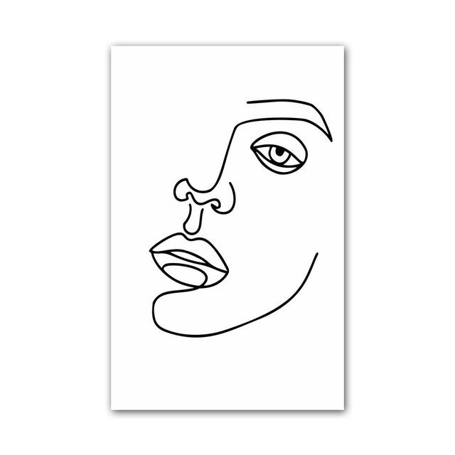 Nordic Minimalist Line Figure Painting Canvas Painting Abstract Face Poster Office Living Room Bedroom Home Decoration Mural No Frame