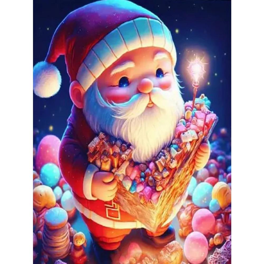 Diamant Peinture Plein Forage Mignon Père Noël Rond Diamant Peinture À La Main Chat Animal Bricolage Diamant Mosaïque Peinture Décoration De La Maison Cadeau De Noël