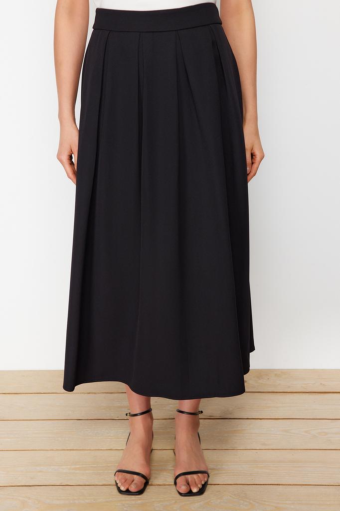 Moda Damska Nowa Spódnica Hidżab Czarna Plisowana Tkana Spódnica