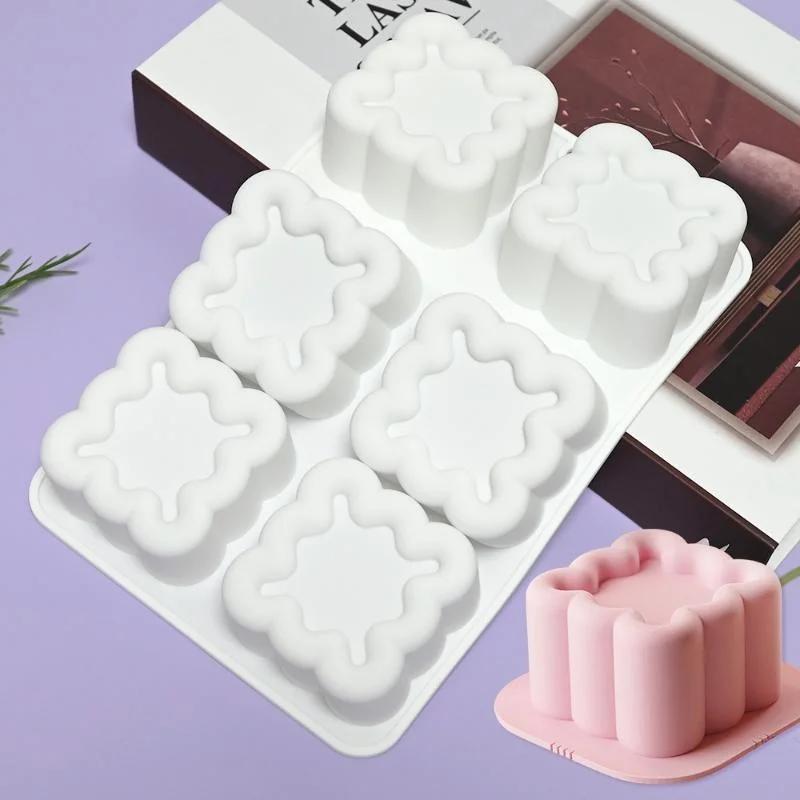 Creative Handmade Groove Flower Love Star Mousse Mold Round Square Cake Baking Silicone Mold Jelly Pudding Candle Molds