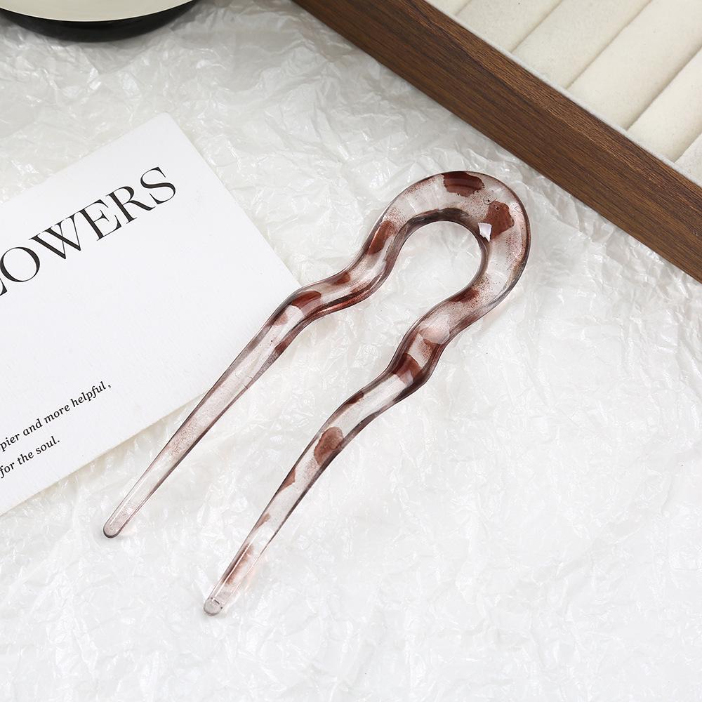 Ретро Акриловые U-образные Заколки - Прозрачные Вилки для Волос в Стиле Ципао