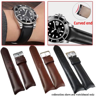 20mm Voor elk merk Gebogen Boog lederen horlogeband echt koeienleer Heren horlogeband Voor Rolex Gmt IWC Omega MIDO Citizen Armband