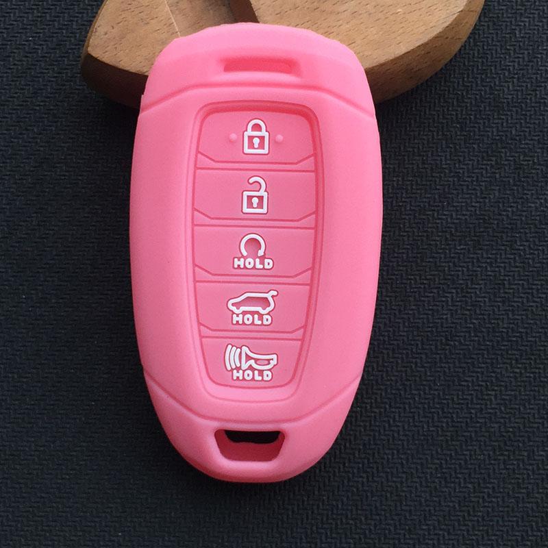 Silicone Car Key Cover Case For Hyundai Palisade 2021 Ix35 Tucson Accent Santa Fe Solaris ELANTRA Azera 5button Key accessories