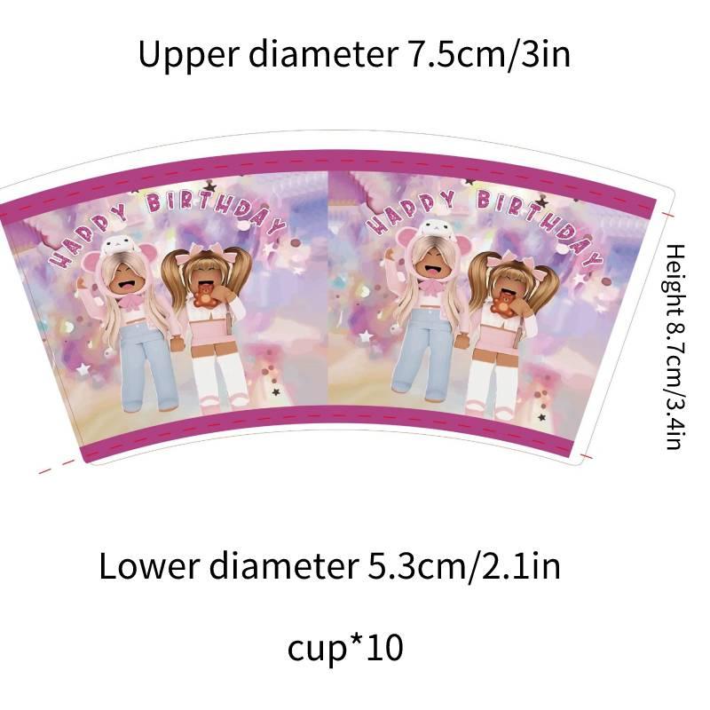 Pink Girl Gaming Theme Kids Birthday Party Tableware Set Roblox Girl Decorations Supplies