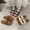 Beach cool slippers women's 2025 summer new one-pedal lazy versatile outer wear belt buckle flat bottom one-word drag