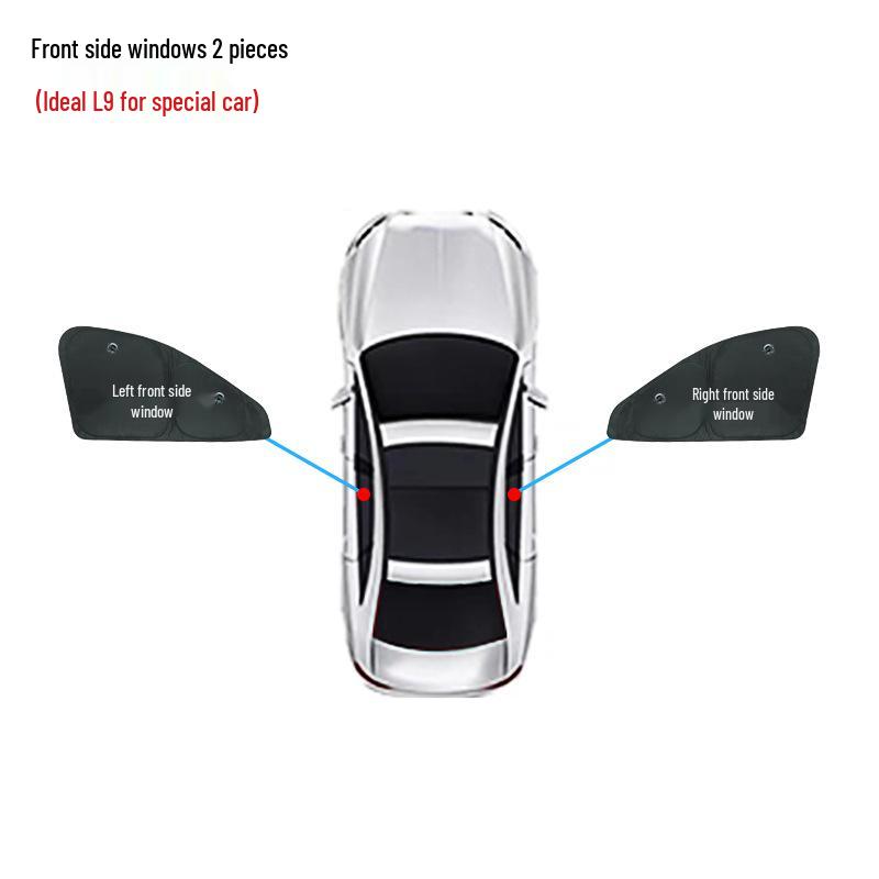 Ideal L9 Opaque Car Window Sunshade: Sun Protection, Heat Insulation, Privacy Curtains for Camping.