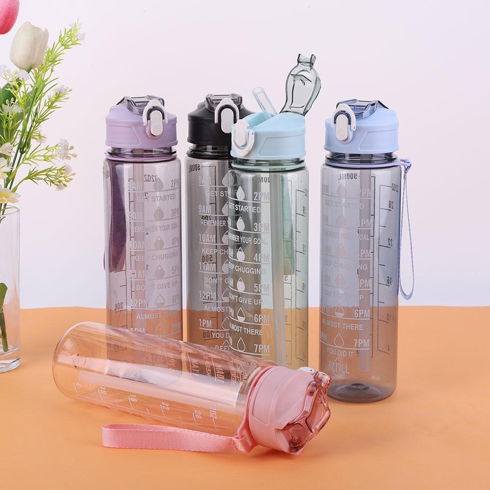 800ml Sports Water Bottle Leakproof Portable Drinking Cup Large Capacity Motivational Drinking Bottle for Outdoor Sports