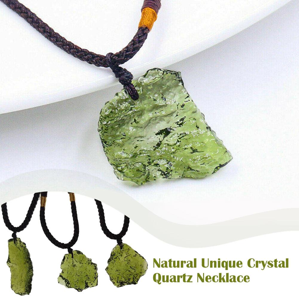 Natural Unique Crystal Quartz Necklace Impact Glass Unisex Pendant Necklace Pendant Green Meteorite Stone S8N0 Moldavite Y2K5
