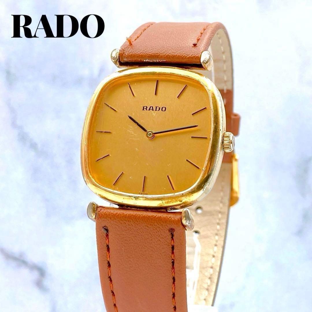 Used Working item RADO gold square men s watch hand-wound watch new belt Rado rectangular vintage antique