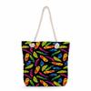 Feather print thick rope single-shoulder beach bag 7221