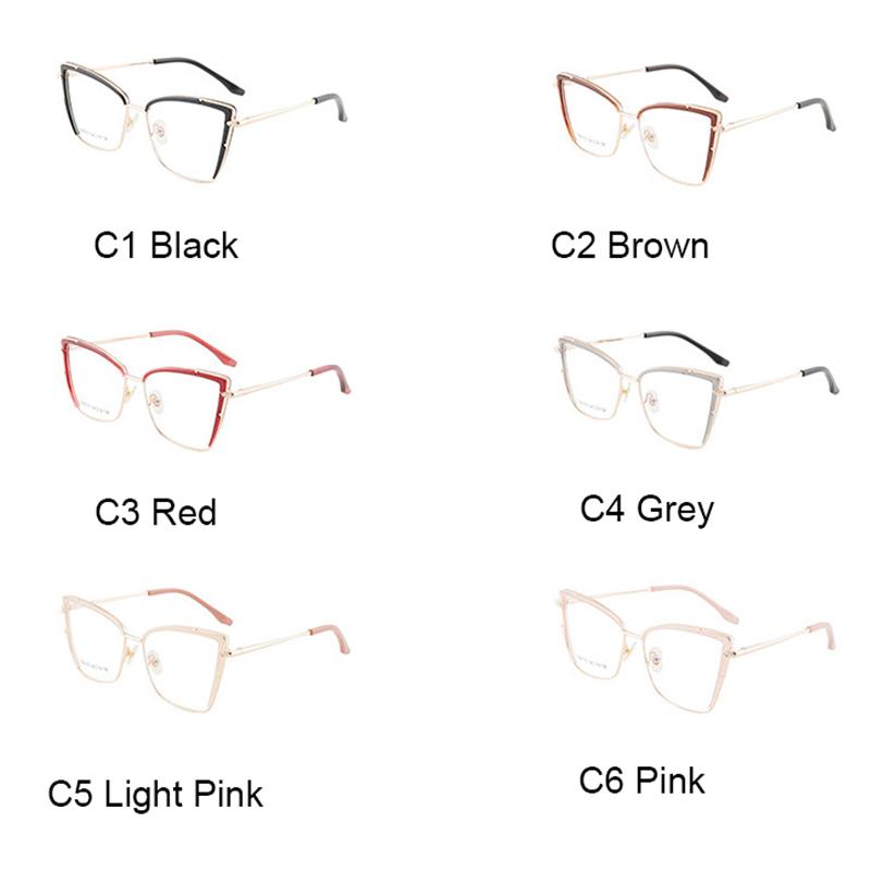 Red Cat Eye Myopia Glasses -1 5 To -6 0 Retro Blue Light Blocking Women Optical Prescription Eyeglasses Metal Frame