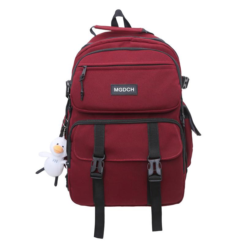 Female Solid Color Schoolbag Male Senior High School Student Backpack