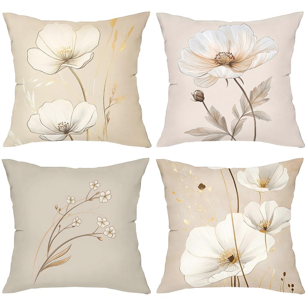 Floral Patterned Throw Pillows for Home Decor Polyester Pillowcase, Sofa Decorative Cushion Cov Headboard Pillow