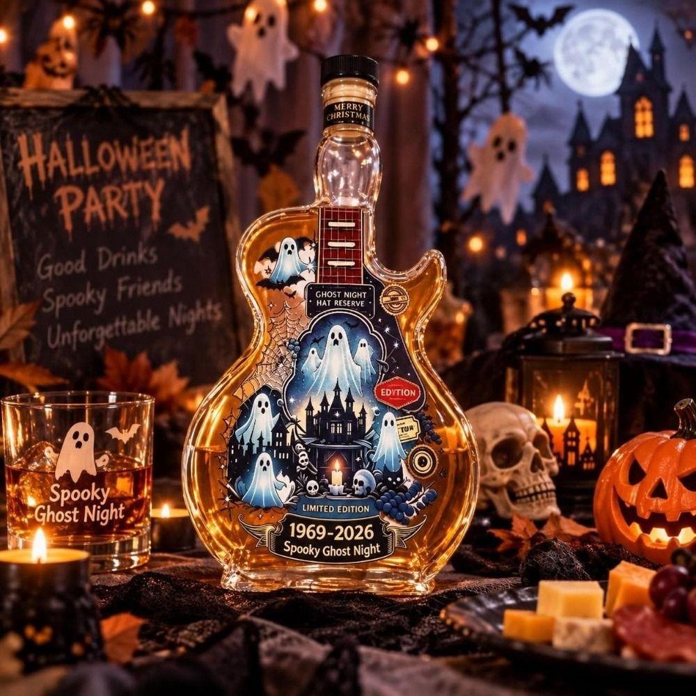 Pumpkin Guitar Liquor Storage Bottle Ghost Empty Wine Bottle Clear Glass Bottle Halloween Holiday