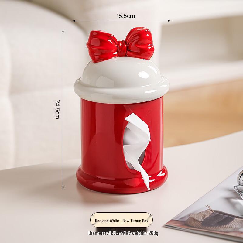 ZISIZ Vintage Ceramic Bowknot Tissue Box
