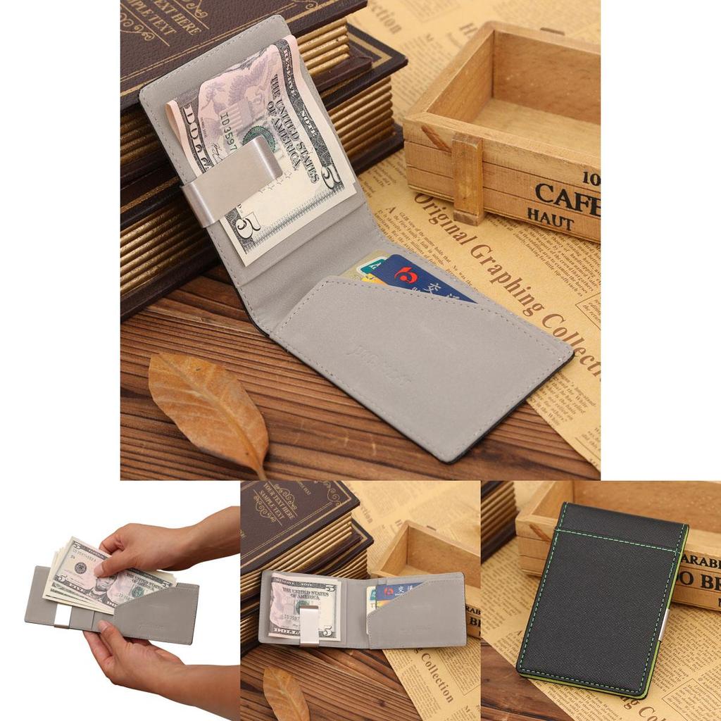 Men's Sophisticated Black Genuine Leather Wallet With Silver Money Clip And Card Holder