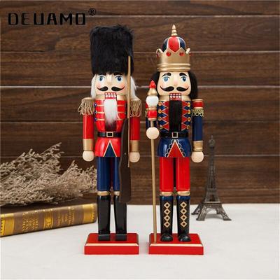 38Cm Wooden Nutcracker Doll Soldier Home Decor Miniature Figurines New Year Christmas Ornaments Vintage Handcraft Puppet Toys