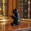 Office Desk Accessory 3D Printed Reading Cat Figurine, Decorative Ornament with Weighted Anti-Slip Base, Bookshelf Decoration Intellectual Statue Eye