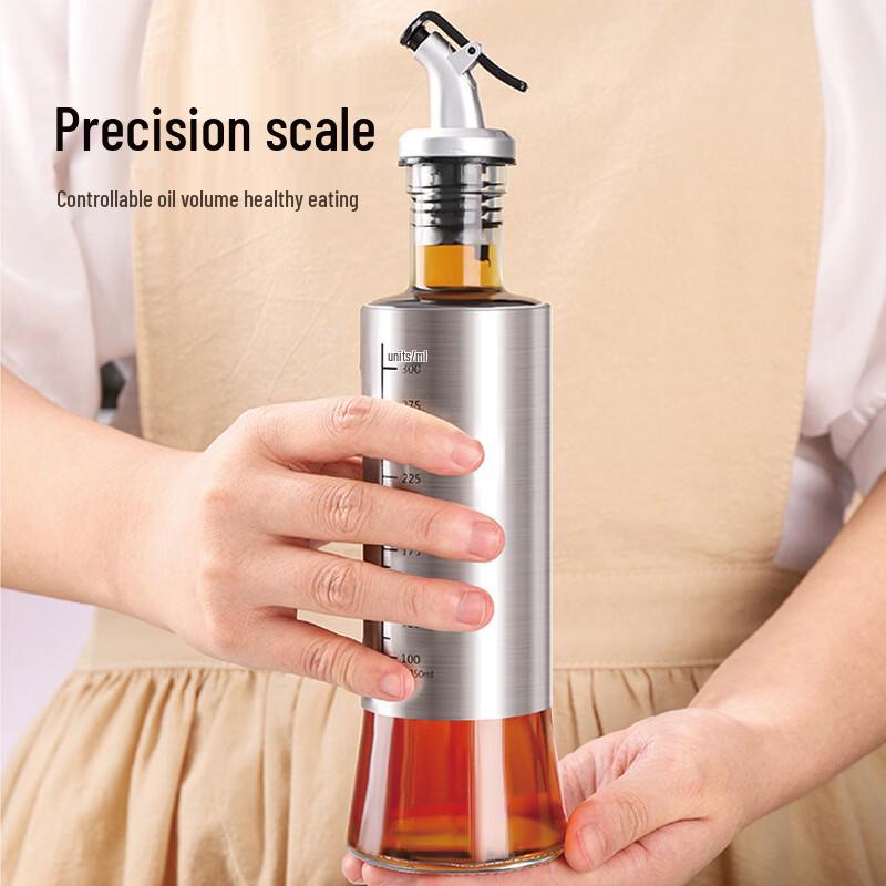 UOSU Japanese Style Stainless Steel Glass Oil Dispenser Set, 3x300ml