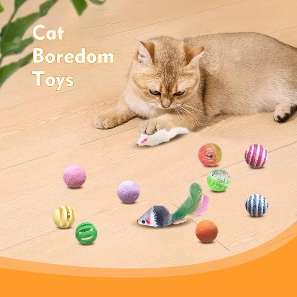Bell Ball Interactive Cat Toys Mouse Shape Balls Cat Tunnel Toys Pet Cat Toys Set  Cat Exercise