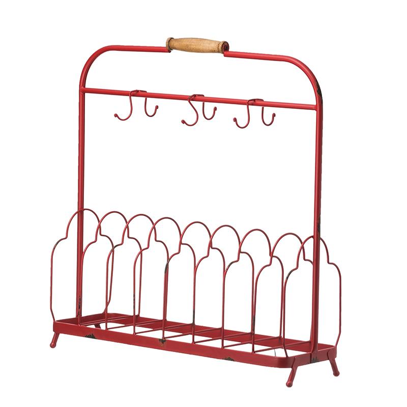 

Vintage Iron Plate Cup Rack Multi-Functional Kitchen Counter Dish Draining Stand Mug Coffee Cup Hook Tabletop Organizer