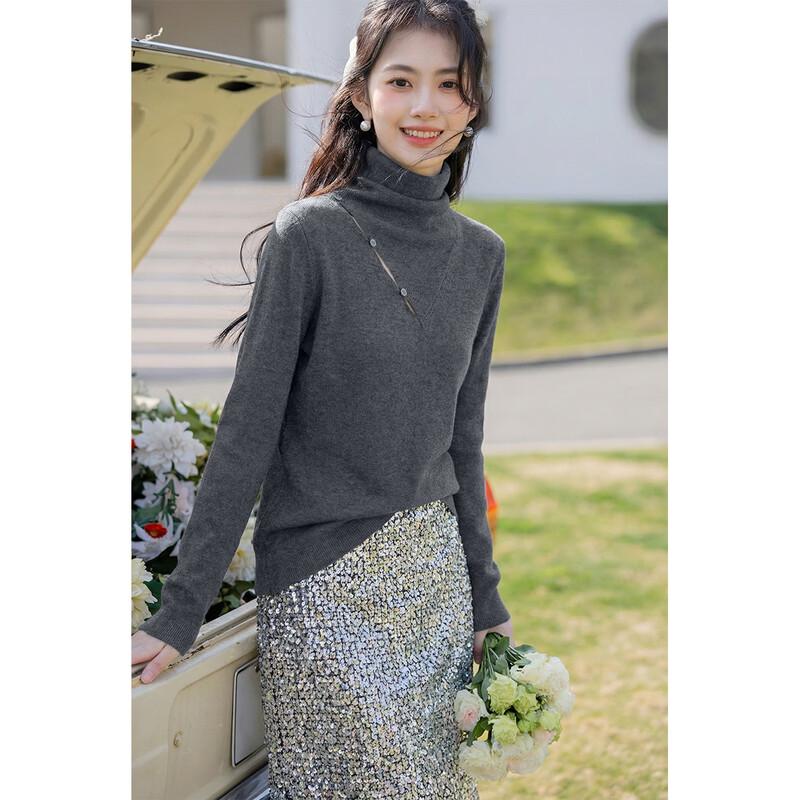 

Mocana Women s Slim Fit Irregular Button Long Sleeve Wool Blend Sweater One Size