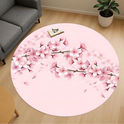 1pc Cherry Blossoms Spring Round Chair Mat Area Rug - Non-Slip, Floor Mat for Office, Bedroom, and Indoor Decor C1125196