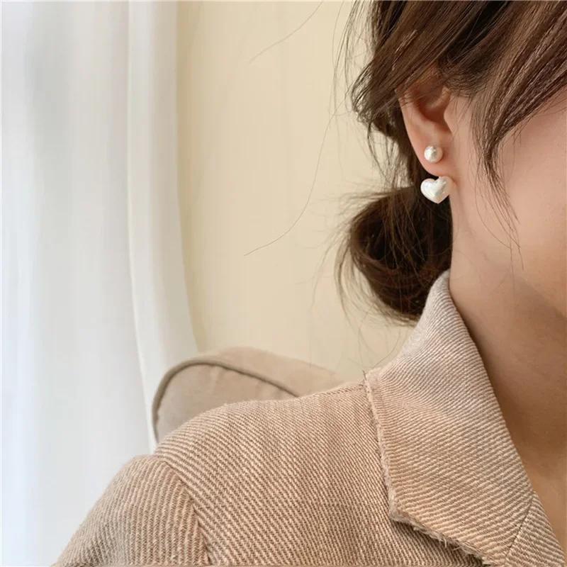 Simple Small Love Imitation Pearl Earrings For Girl Versatile Temperament Earrings Girls Items Female Women Wedding Earrings