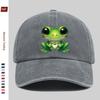 Pc Pcs Adjustable Frog Print Trucker Hat  Vintage Washed Baseball Cap with Buckle Closure Lightweight Suitable for Men  Wom