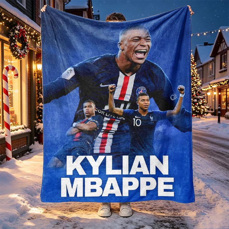 Kylian Mbappe Pattern Blanket for Home Decoration, Bed, Sofa, Car Travel, Camping, Suitable for All Seasons, Birthday Christmas Gift