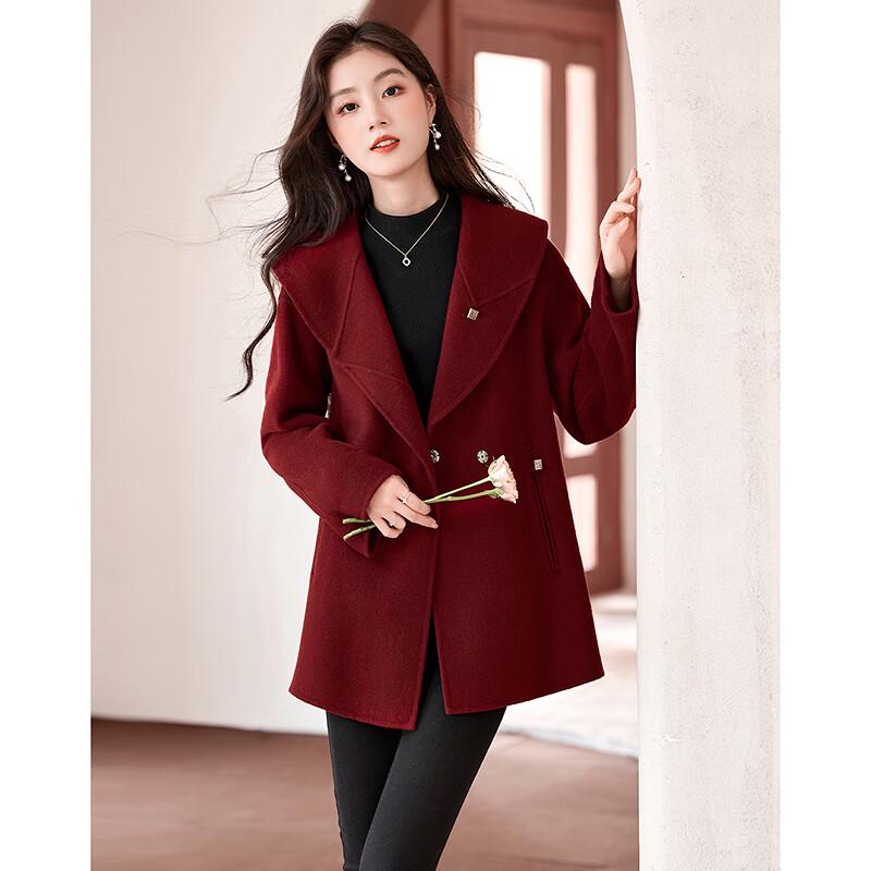ShiShuiNianHua Elegant Wool Blend Petite Winter Coat