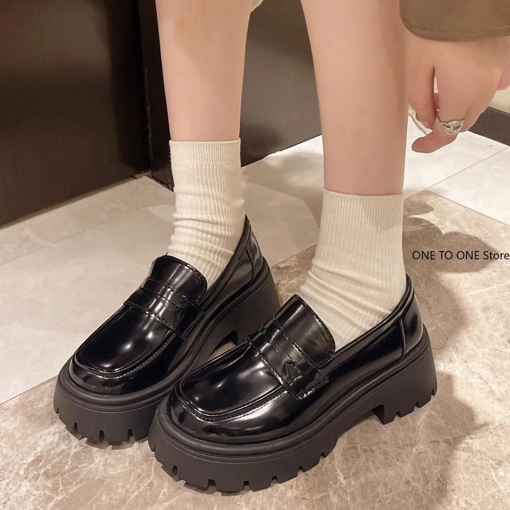 Platform Loafers for Women 2025 New Spring British College Style Lolita Shoes Female Thick Sole Oxford Shoes Heels Vintage Shoes