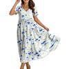 Frauen Casual Lose Bohemian Blumenkleid Kurzarm Lange Maxi Sommer Strand Swing Kleid