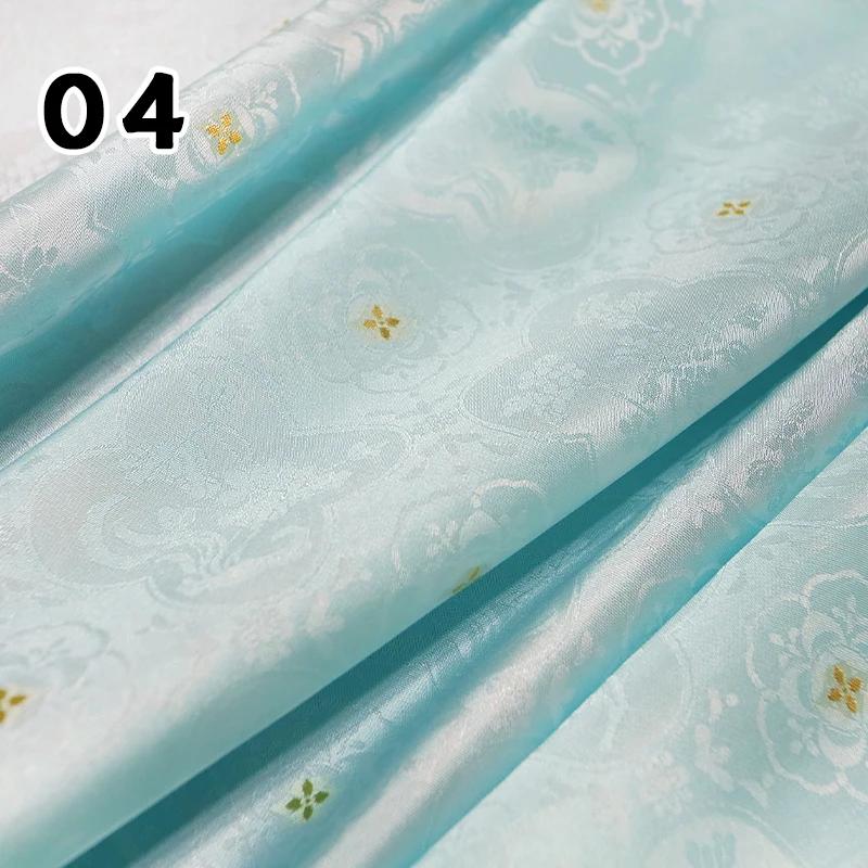 1m High End Jacquard Fabric Small Golden Osmanthus Lotus Flower Brocade Fabric for Cheongsam Horse Face Skirt DIY Sewing