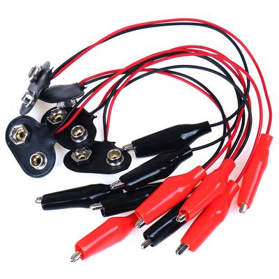 5Pcs 9V Battery Clip Power Cable Testing Line Adapter To Alligator Clip