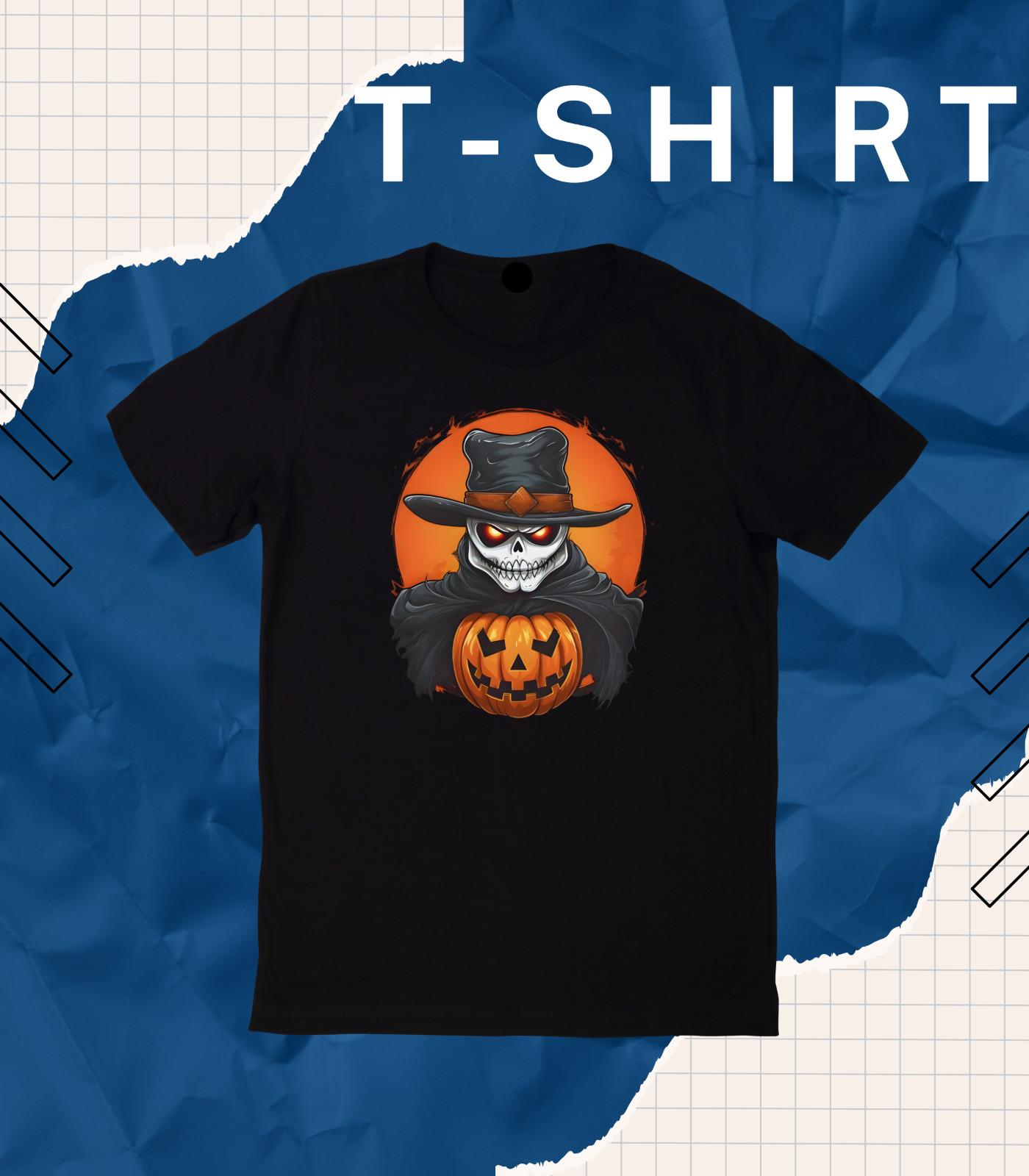 

Pumpkin Skull Witch T-Shirt Mens Womens Tees Top S-5XL Halloween Spooky Skeleton Graphic Hallo. S