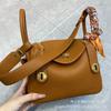 Bag Retro Soft Cowhide Lychee Pattern Portable Shoulder Crossbody Macaron