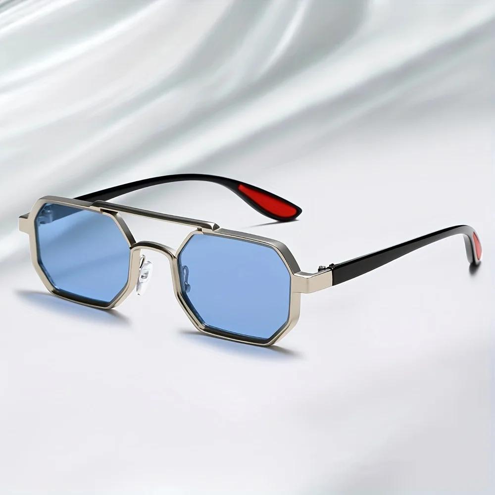 New Fashionable Metal Frame Sunglasses UV400 Protection Large Frame Street Photography Outdoor Shades Glasses