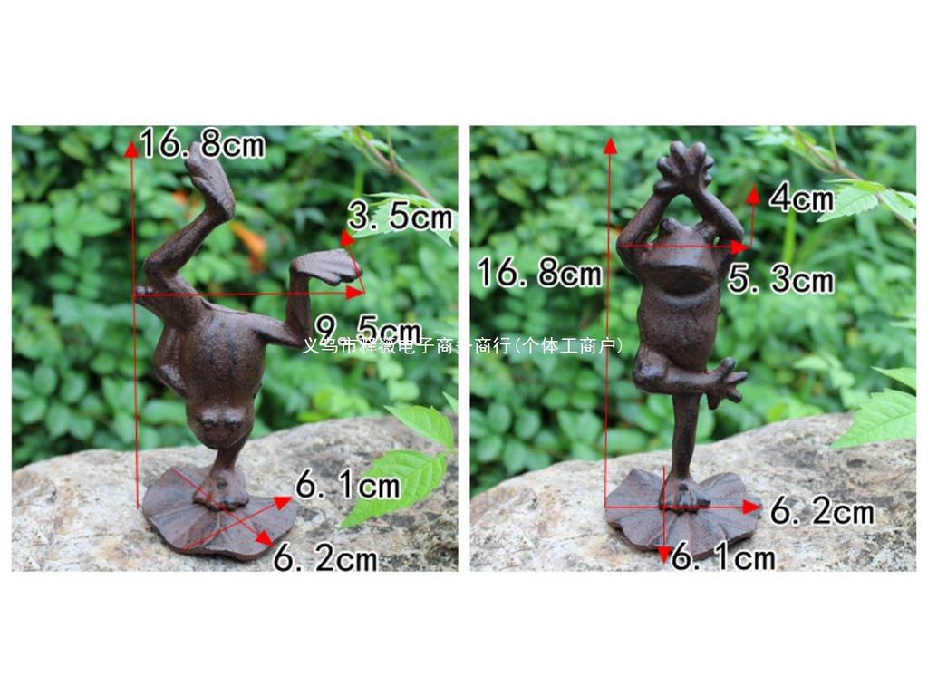 European Retro Cast Iron Yoga Frog Ornament for Home Display