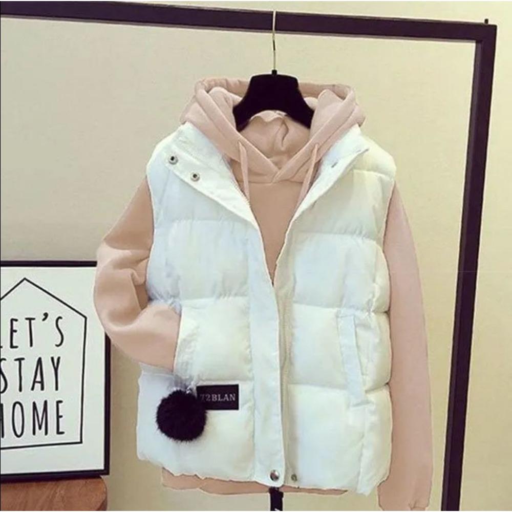 Down Cotton Vest Women's Autumn New Casual Bread Cotton Jacket for Wearing Outside Jacket with Vest Cotton and Camisole