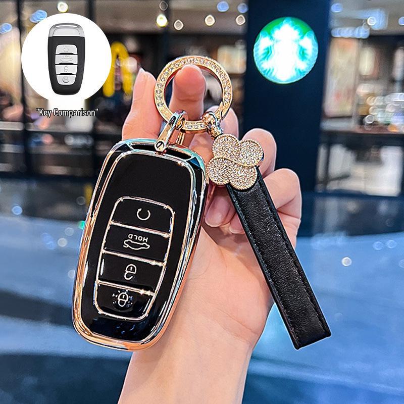 Premium Key Cover for Hongqi H5, HS5, H6, HS3, H9, HS6, EQM5, HS7 - Elegant Car Shell Buckle