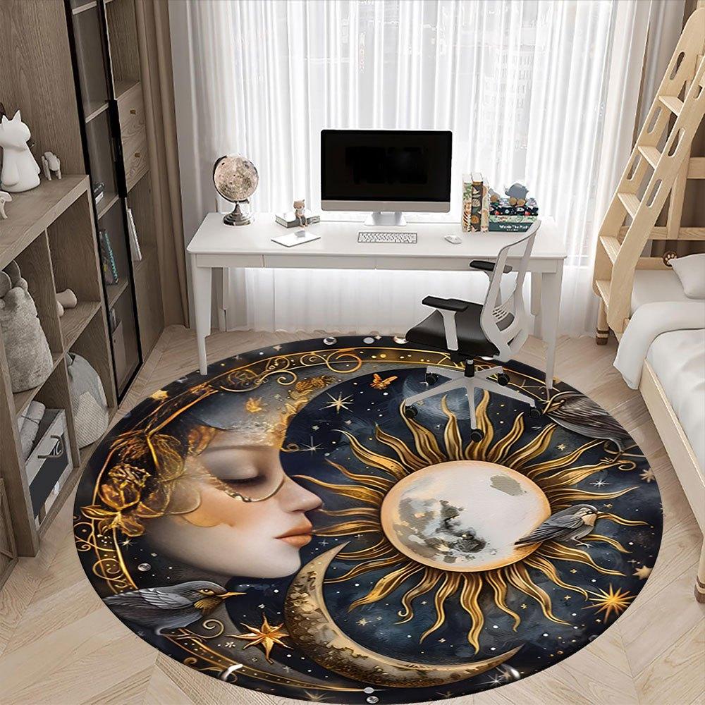 Starry Night Dream: Celestial Art PrintRound Non-Slip Chair Mat Chair Carpet for Office Rugs for Office Decor Gift For Valentine's Day Mother's Day Ha